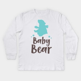 Baby Bear, Bear Cub, Cute Bear, Little Bear - Blue Kids Long Sleeve T-Shirt